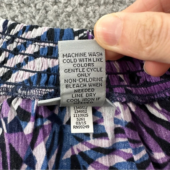 NWT Catherines Short Sleeve V Neck Tasseled Blouse Shirt 100% Cotton Palms 0X‎ - Picture 5 of 9